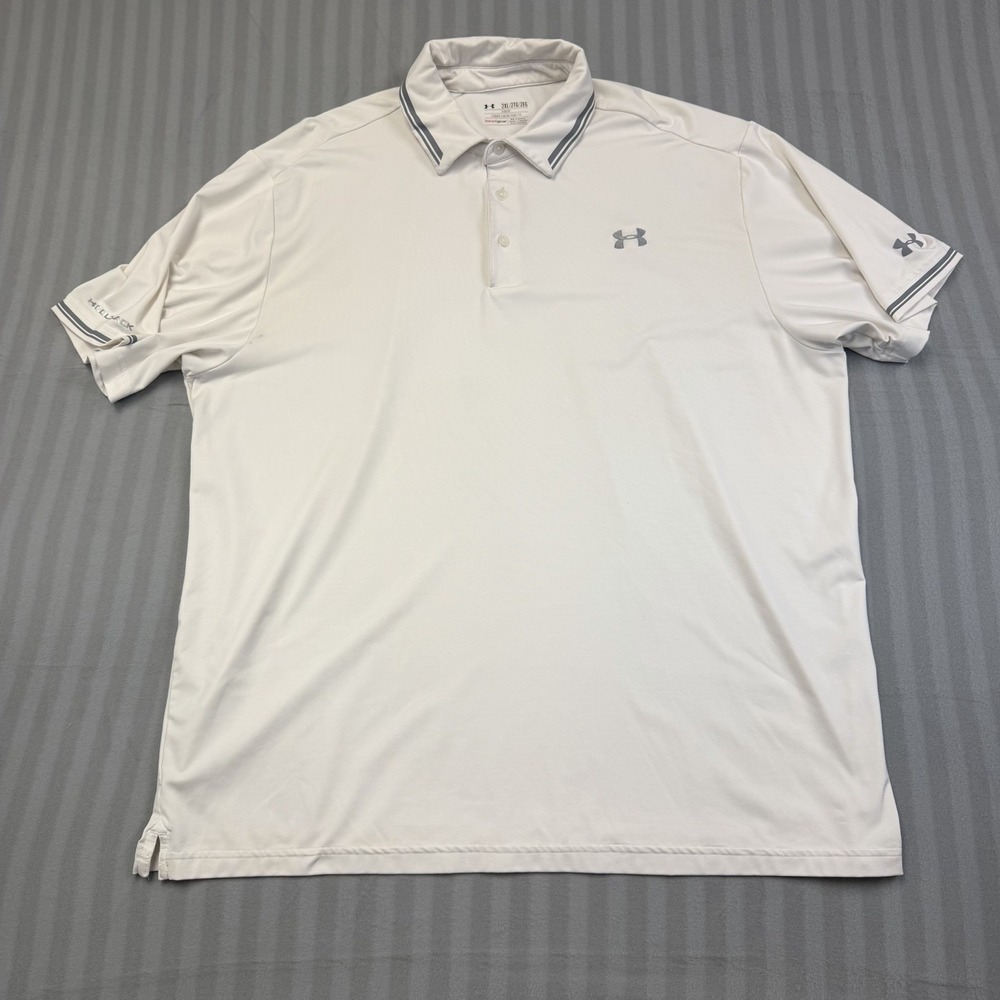 Under Armour Heat‎ Gear Polo White 2XL Loose Fit